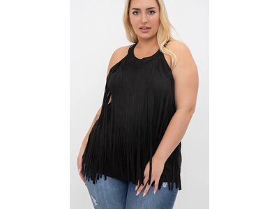 Vocal Black Suede Fringe Top