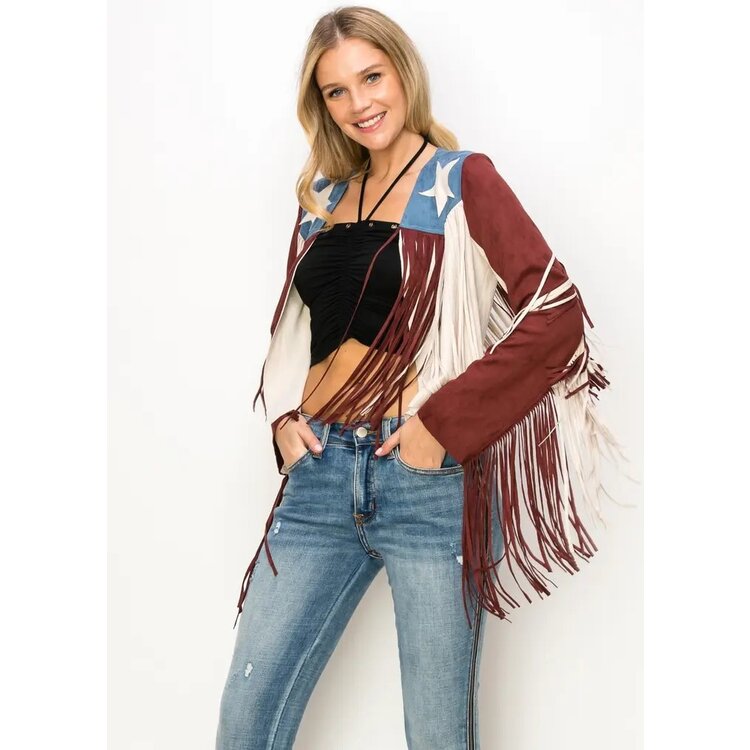 Vocal Americana Suede Fringe Jacket