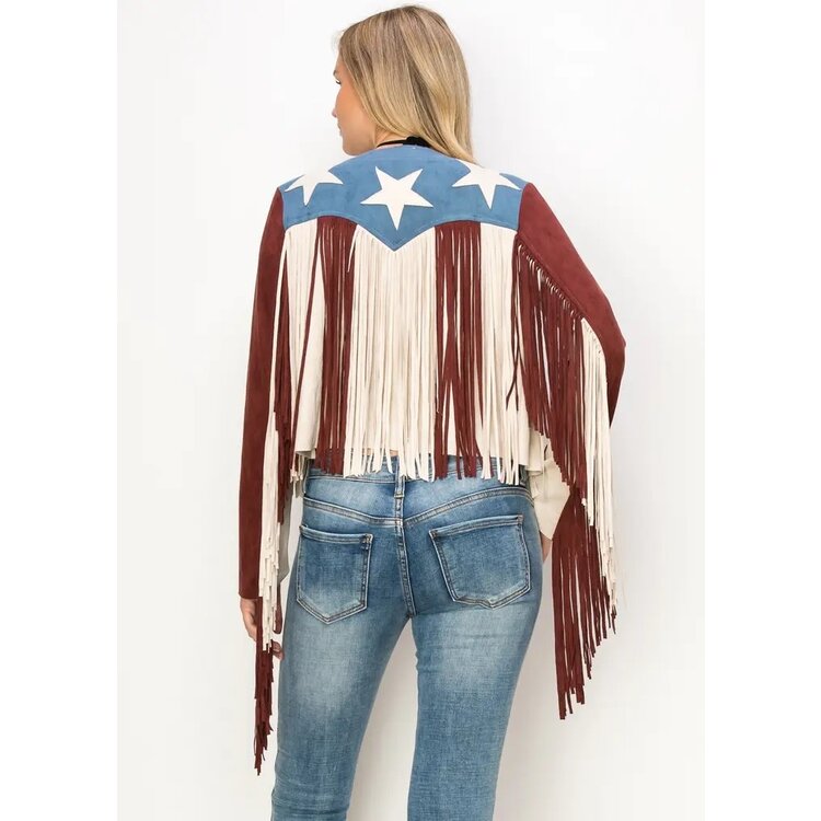 Vocal Americana Suede Fringe Jacket