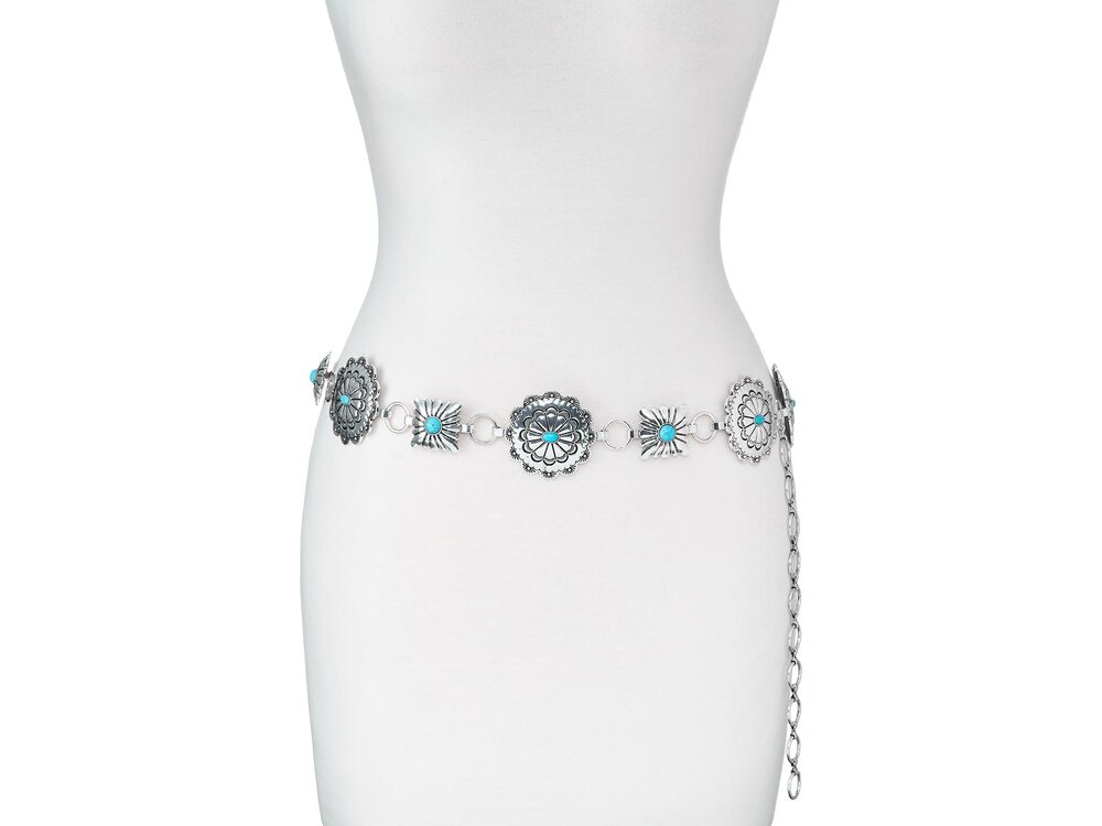 Turquoise and Square Concho Belt