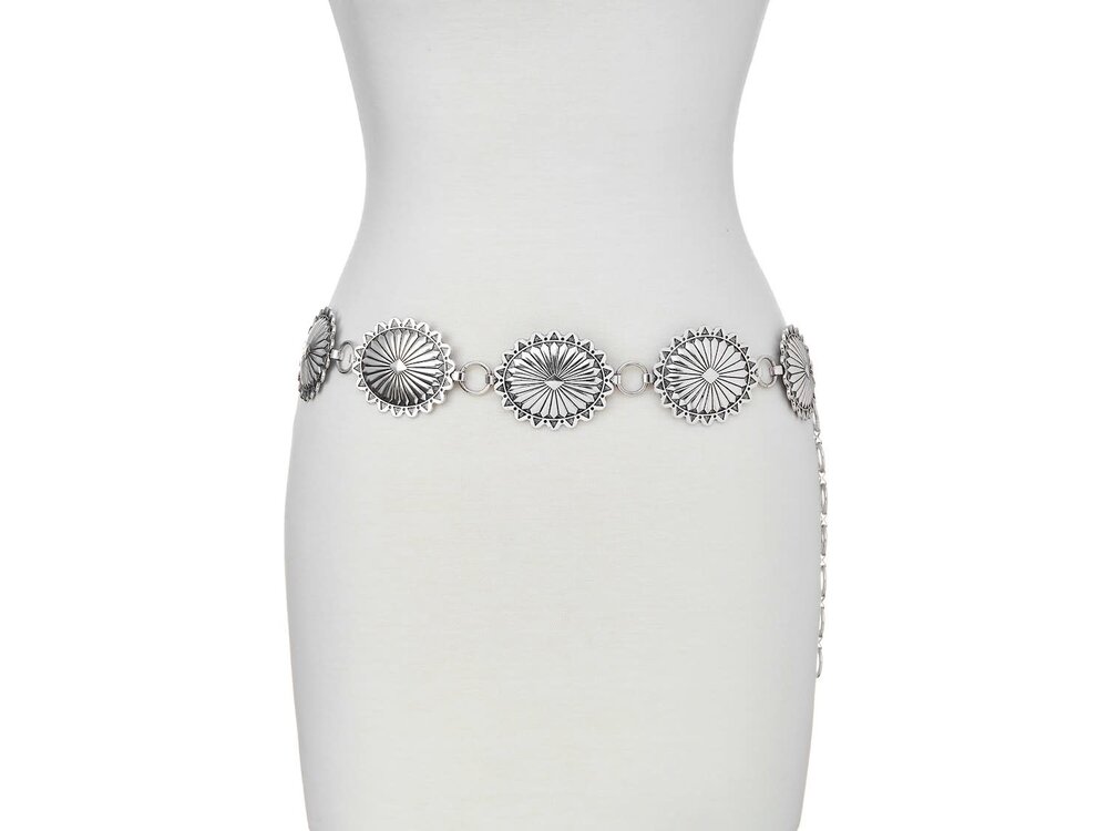 Classic Round Concho Belt- Silver