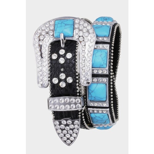 Turquoise Square Stone Belt - S/M