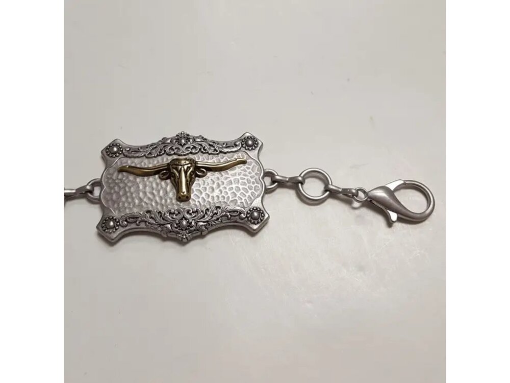 Square Concho Belt with Longhorn