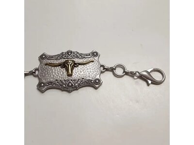 Square Concho Belt with Longhorn