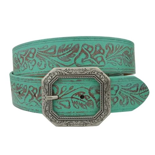 Handtooled Turquoise Belt