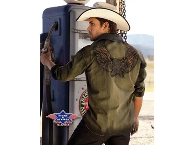 Stars & Stripes Dave - Olive Eagle Embroidered Shirt