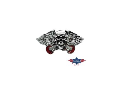 Stars & Stripes Skull Guitar Belt Buckle