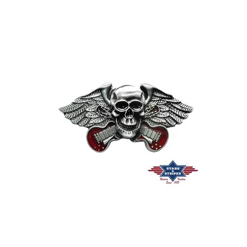 Stars & Stripes Skull Guitar Belt Buckle