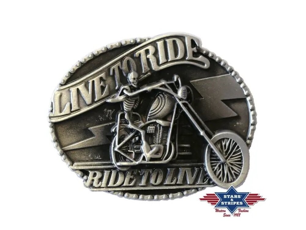 Stars & Stripes Live to Ride Belt Buckle