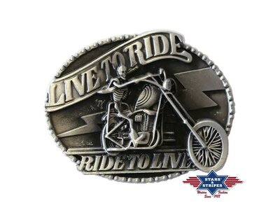 Stars & Stripes Live to Ride Belt Buckle