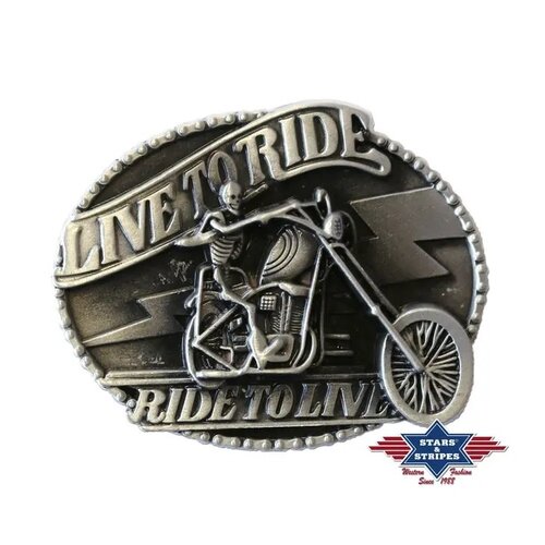 Stars & Stripes Live to Ride Belt Buckle