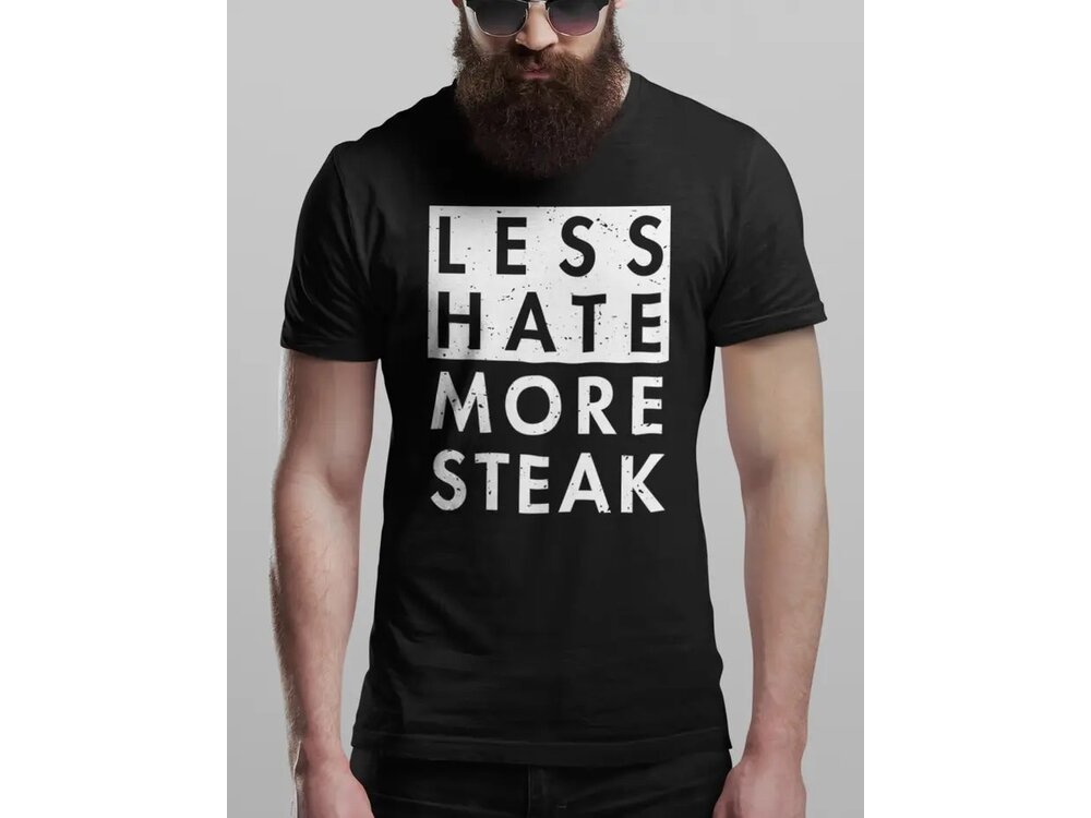 Hunt Hook Eat Less Hate More Steak Tee