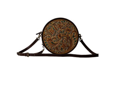 Myra Bags Magnolia Morn Hand-Tooled Round Bag