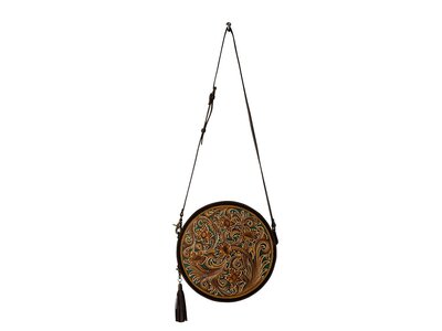 Myra Bags Magnolia Morn Hand-Tooled Round Bag