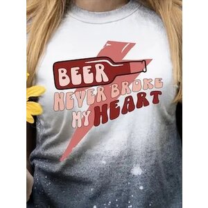 Beer Never Broke Heart - Acid Wash  Tee