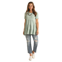 Short Sleeve Tiered Top- Mint