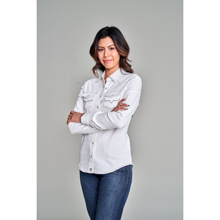 Kimes Ranch Kaycee Denim Top- Winter White