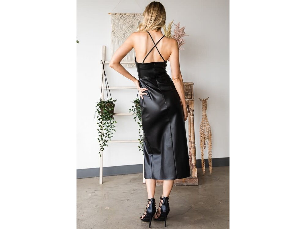 Vegan Leather Midi Dress