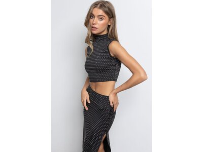 Embellished Mock Neck Crop Top