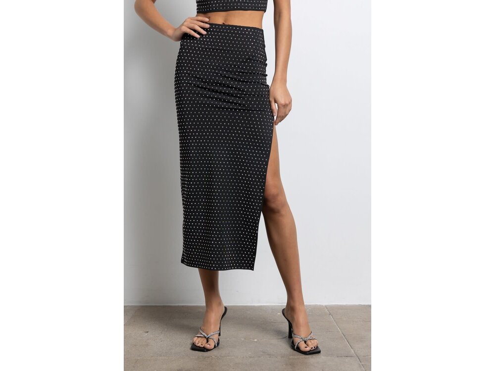 Embellished Midi Skirt with Slit