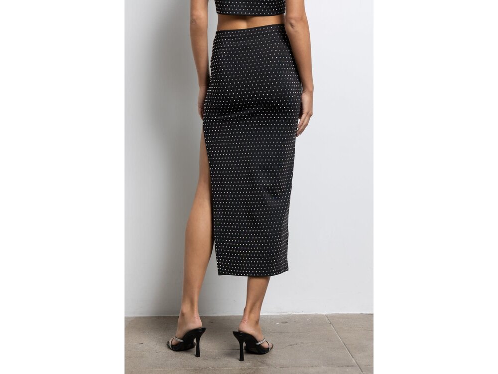 Embellished Midi Skirt with Slit