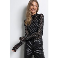 Diamond Pattern Crystal Bodysuit