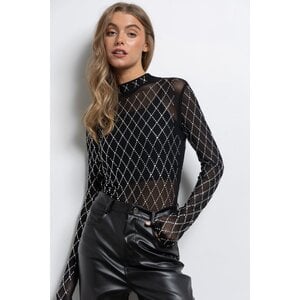 Diamond Pattern Crystal Bodysuit