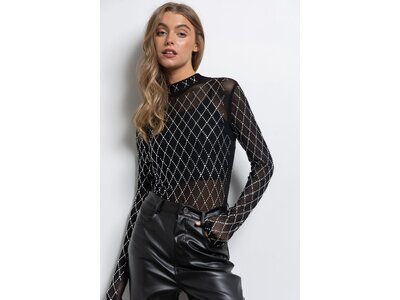 Diamond Pattern Crystal Bodysuit