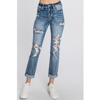 Super HighRise Distressed Mom Jean