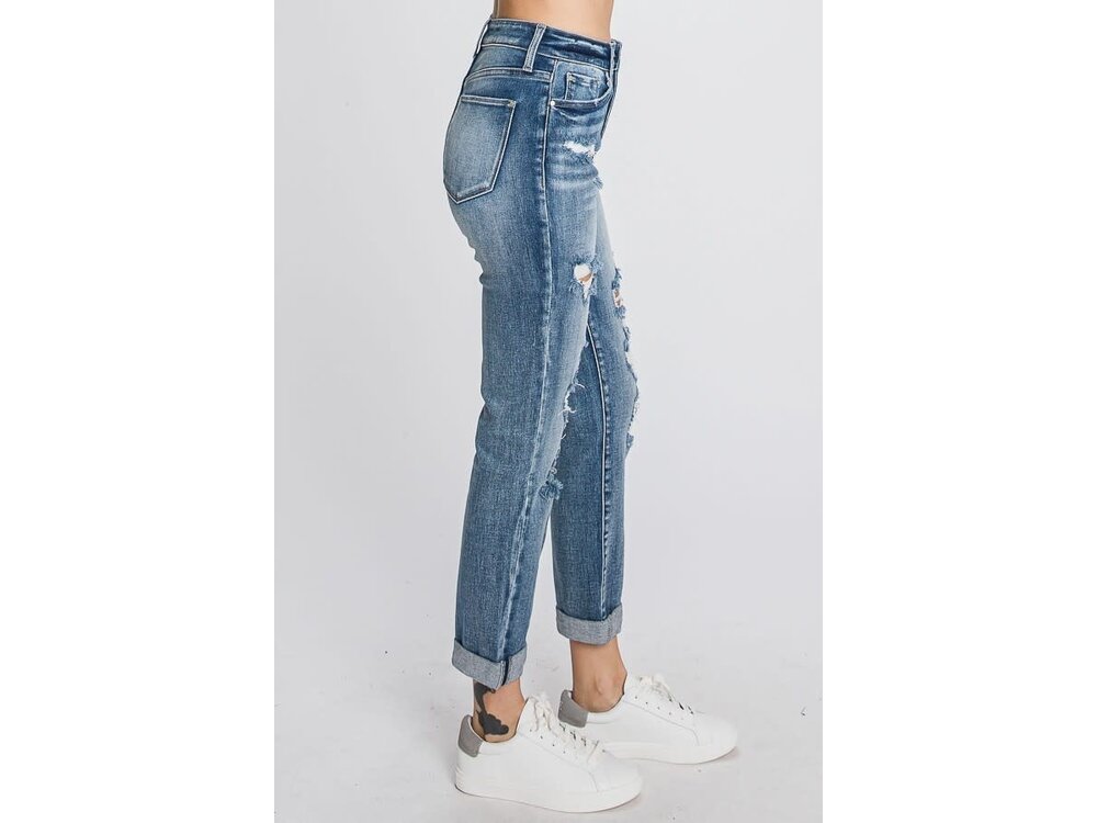Petra153 Super HighRise Distressed Mom Jean
