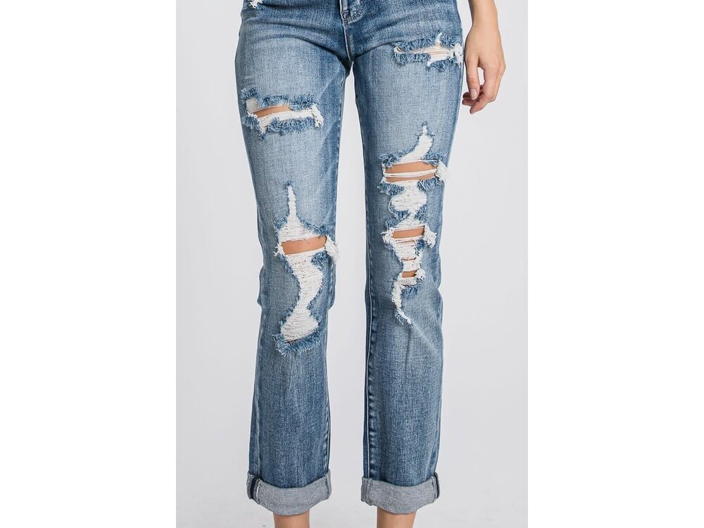 Petra153 Super HighRise Distressed Mom Jean