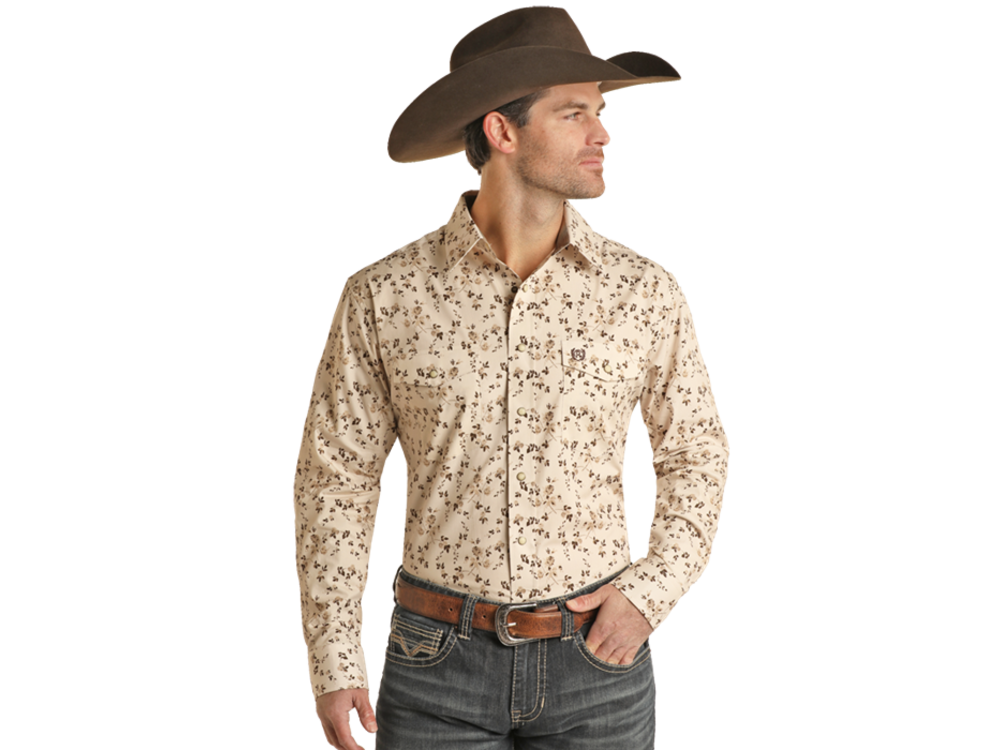 Panhandle Floral PearlSnap - Tan-