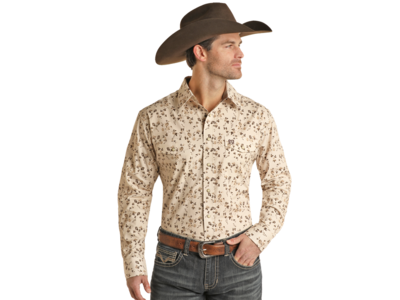 Panhandle Floral PearlSnap - Tan-