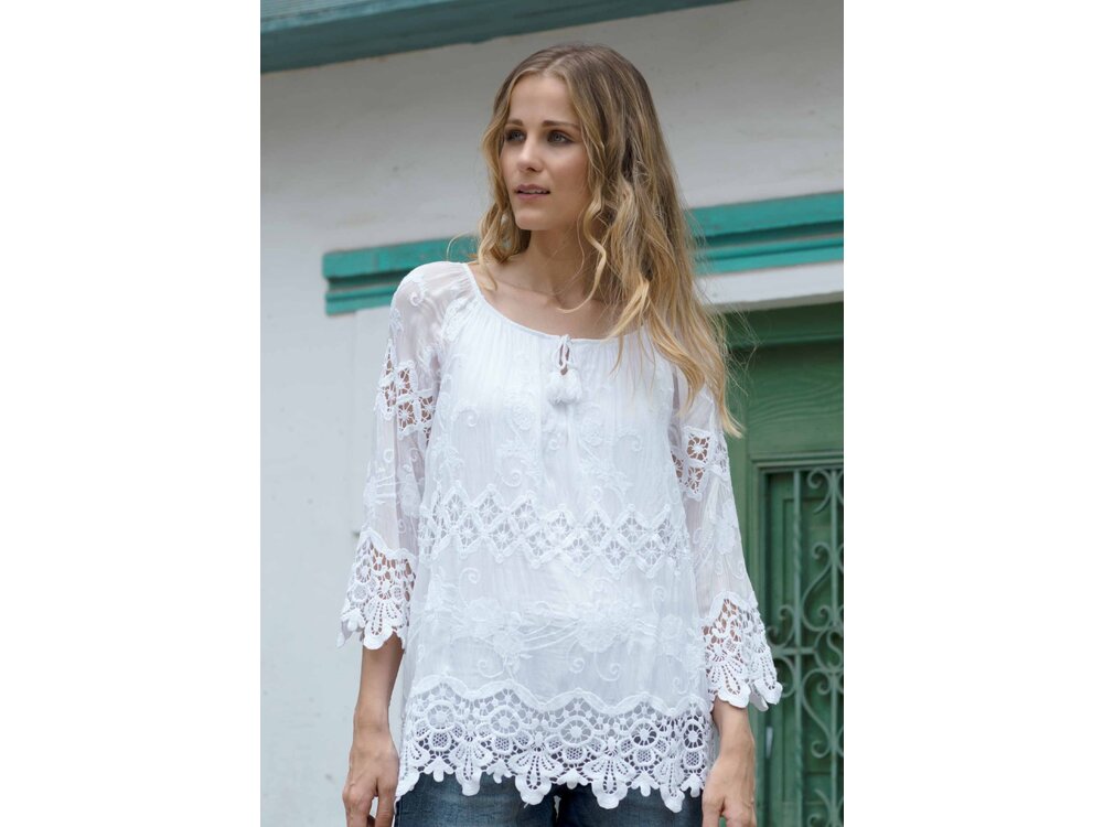 Zenara Kailey Lace Top- White