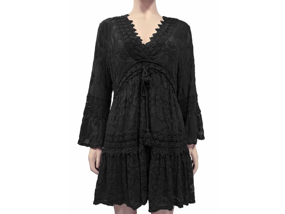 Zenara Athena Lace Dress- Black