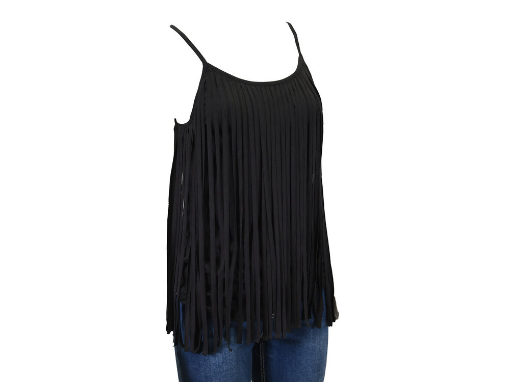 Cowgirl Hardware Faux Suede Fringe Cami -  Black