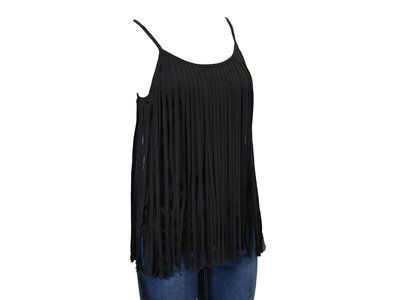 Cowgirl Hardware Faux Suede Fringe Cami -  Black