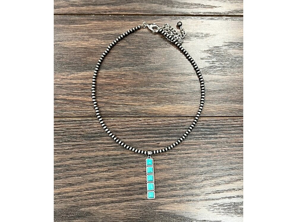 Isac Trading Turquoise Bar Necklace- 736420