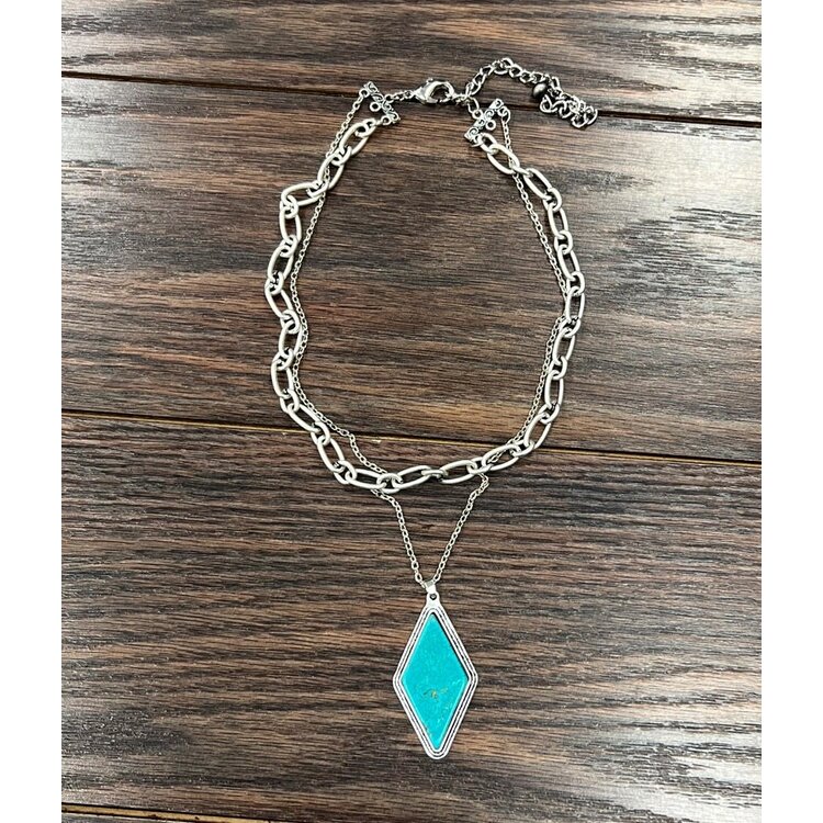 Isac Trading Turquoise Chain Necklace- 736826