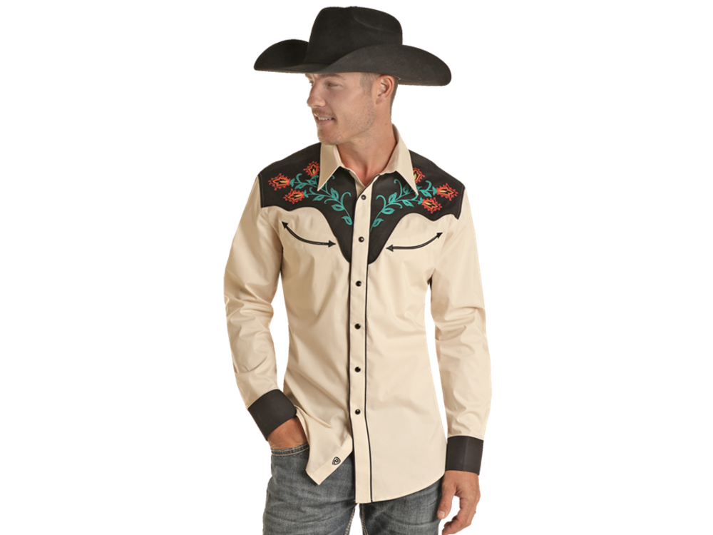 Rock and Roll Denim Retro Embroidered Shirt