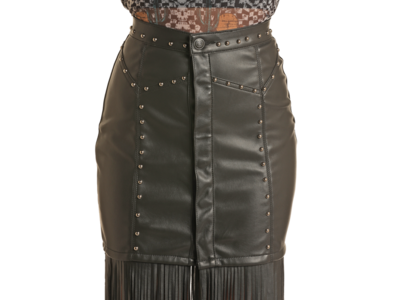 Rock and Roll Denim Black Fringe Skirt