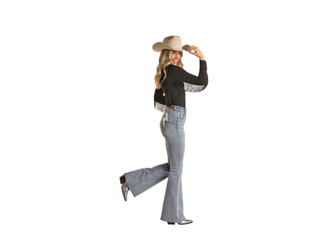 Rock and Roll Denim Lightning Bolt Flare-