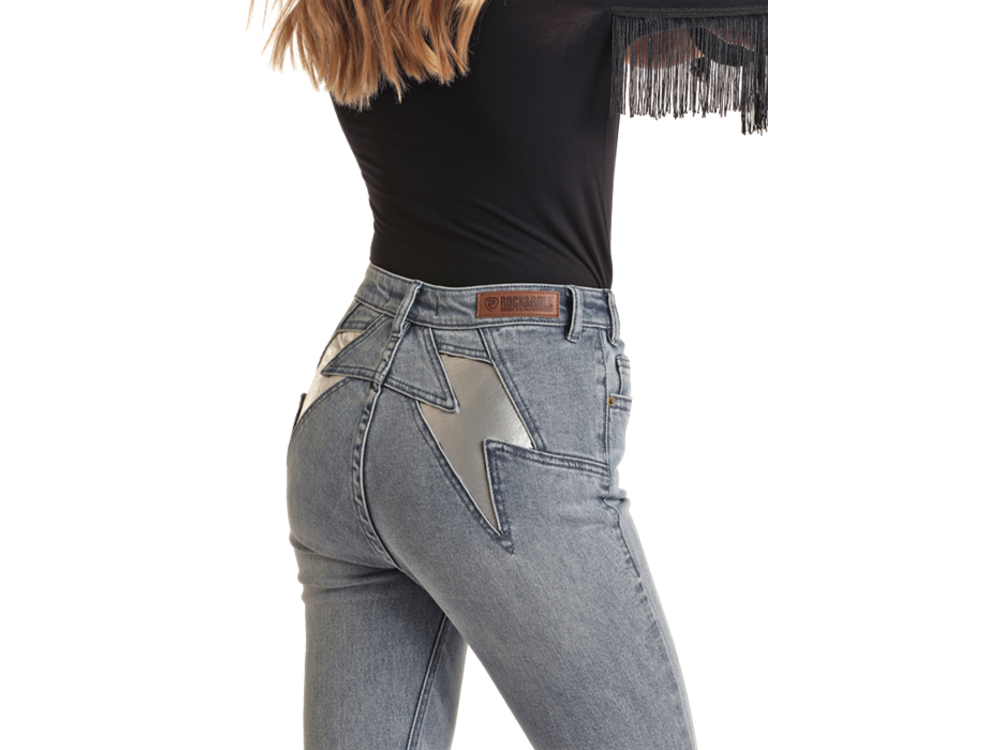 Rock and Roll Denim Lightning Bolt Flare-