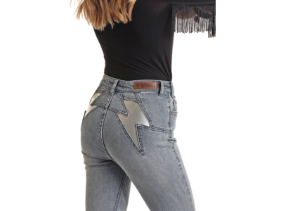 Rock and Roll Denim Lightning Bolt Flare-