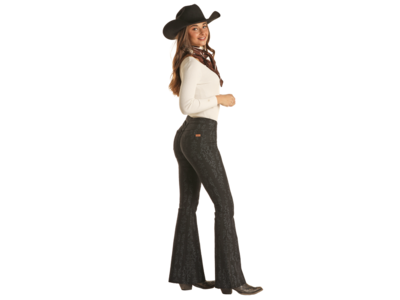 Rock and Roll Denim Reversible Black Denim Flare with Boot Stitch Details