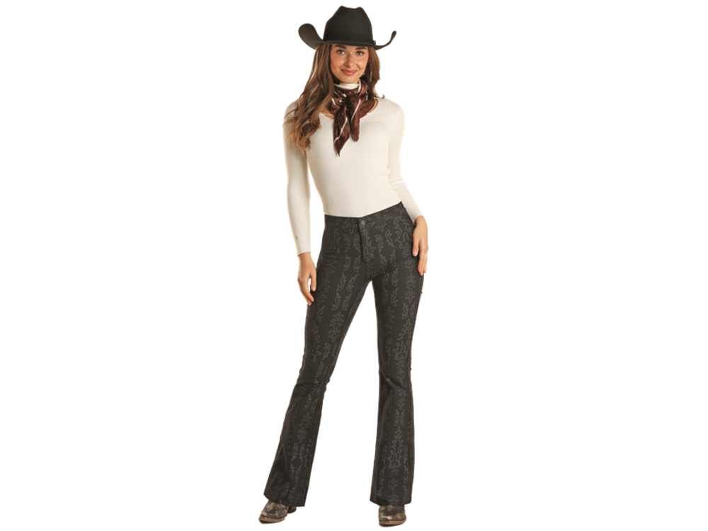 Rock and Roll Denim Reversible Black Denim Flare with Boot Stitch Details