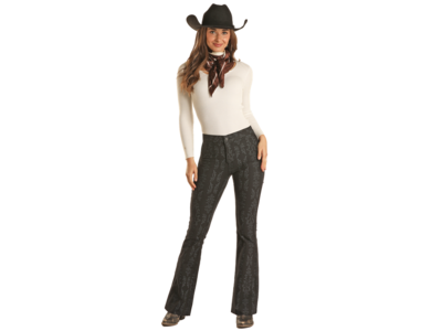 Rock and Roll Denim Reversible Black Denim Flare with Boot Stitch Details