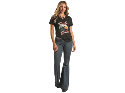 Rock and Roll Denim Tequila Sunrise Graphic Tee-