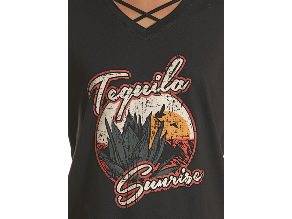 Rock and Roll Denim Tequila Sunrise Graphic Tee-