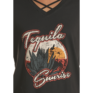 Rock and Roll Denim Tequila Sunrise Graphic Tee-